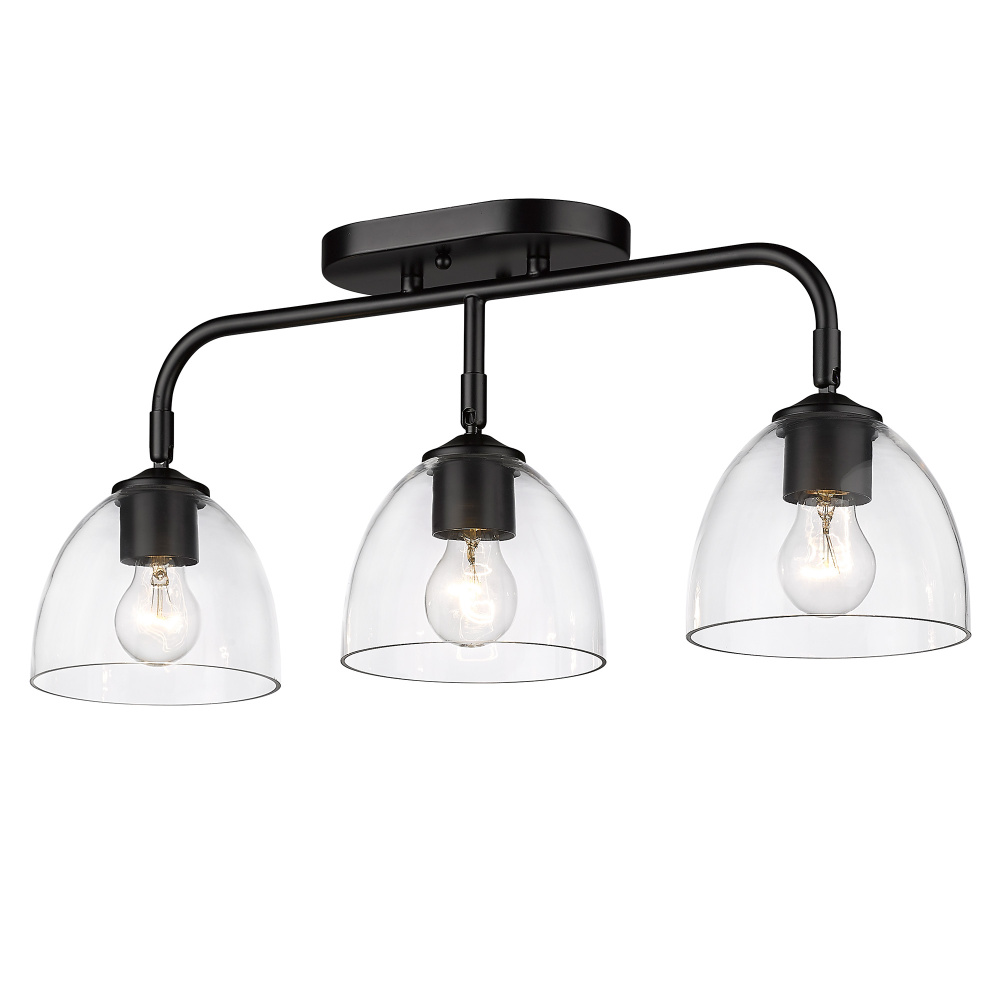 Golden Lighting Roxie 3-light Semi-Flush Mount in Matte Black